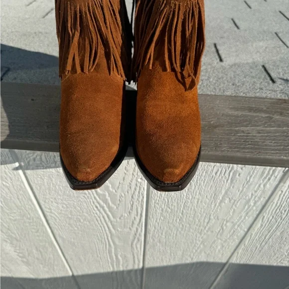 Dan Post Brown Fringe Ankle Boots - Picture 4 of 6